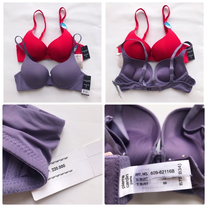 Jual Pierre cardin' cooling bra original double push up branded sale  609-62116B size 32B 34B
