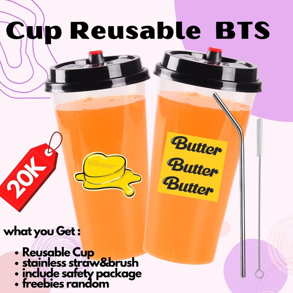 Jual reusable cup BTS Butter || smooth like butter ||bangtan || cup BTS ...