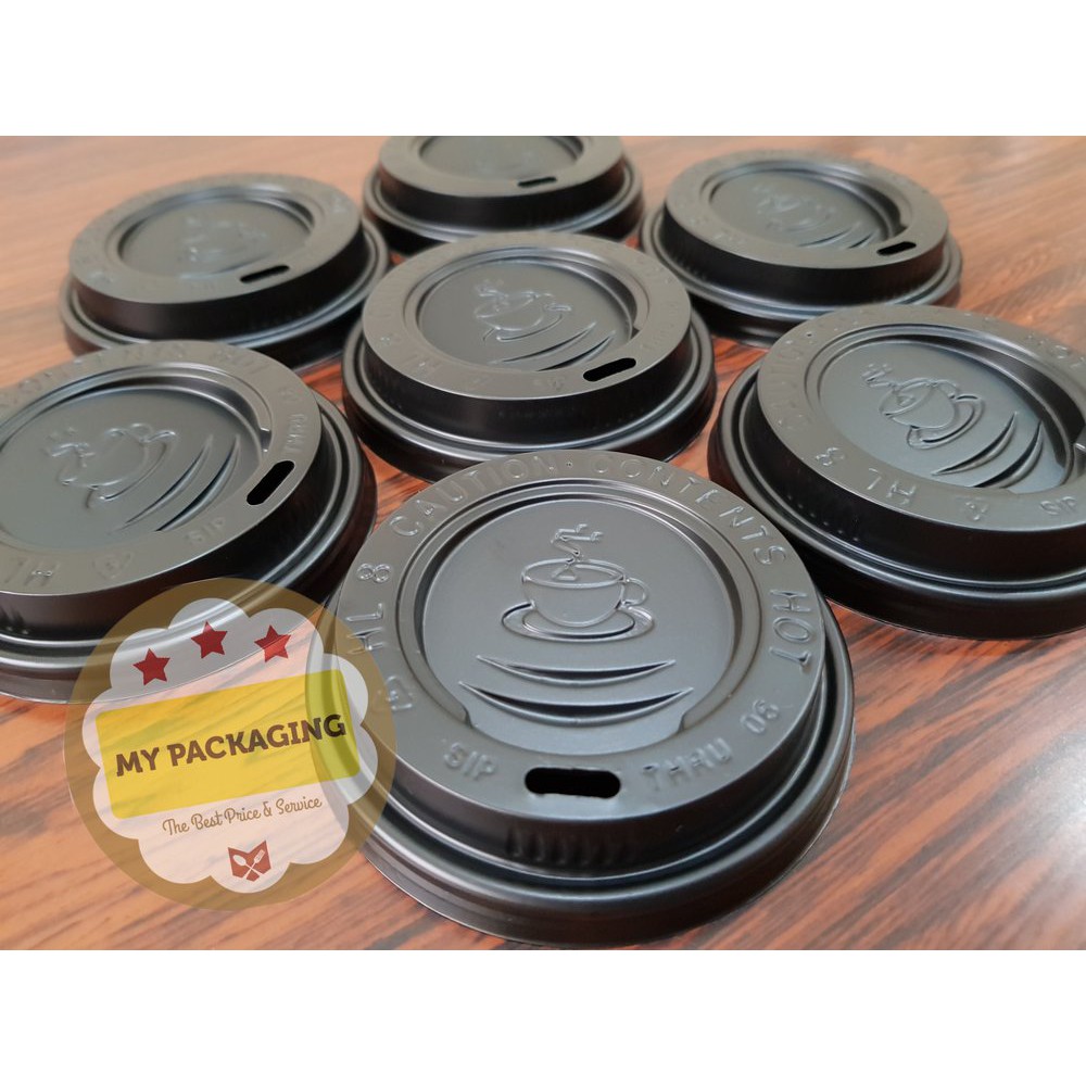 Jual Jual Tutup Paper Cup 8 oz atau Tutup Gelas Kopi warna Hitam atau ...