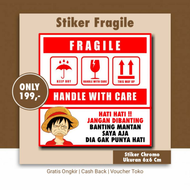 Jual Sticker Fragile Lucu Harga Terjangkau Ukuran 6x6 Cm Sticker