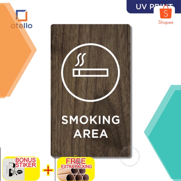 Jual Murah Smoking Area Sign Board Kayu Print UV Signage Label Papan ...