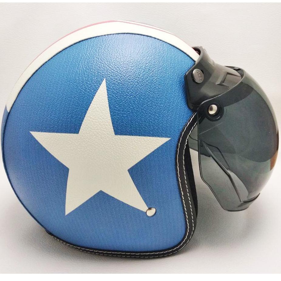 Jual Produk Fel Helm Retro Bogo Kulit Captain America Kaca Bubble