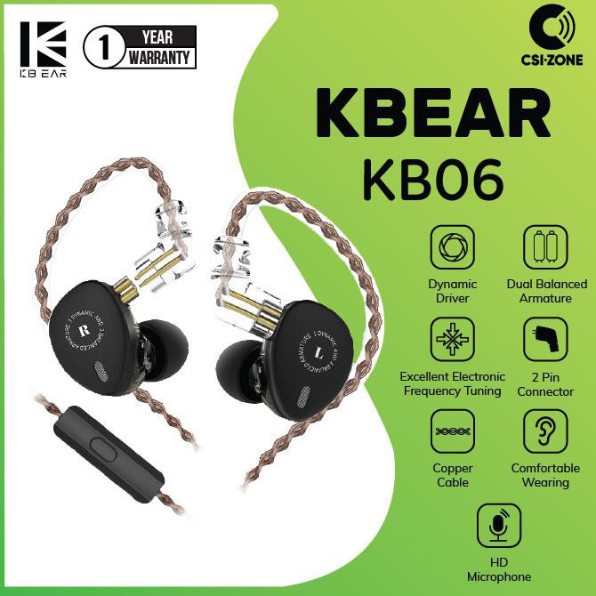 Jual KBEAR KB06 2BA + 1DD Hybrid In Ear Monitor Earphone with Mic ...
