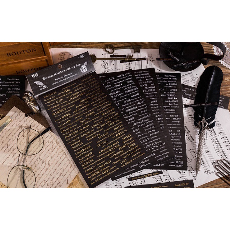 Jual [FS] English Word Sticker Bronzing Gaya Vintage DIY Sticker Deco ...