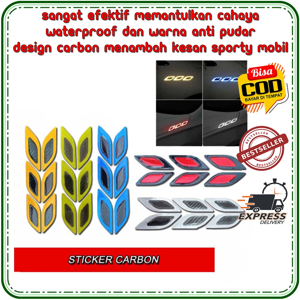 Jual Stiker Carbon 3D Reflector Sticker Reflektor Mask Reflective Mobil ...