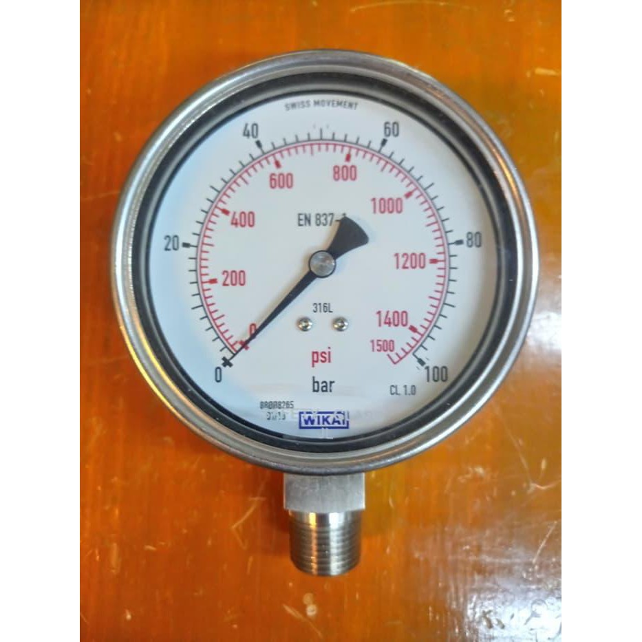 Jual WIKA Pressure Gauge 232.50.100 Range 100 bar 2nd scale psi