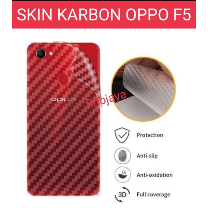 Jual Skin Garskin Carbon Oppo F5 Anti jamur belakang transparan