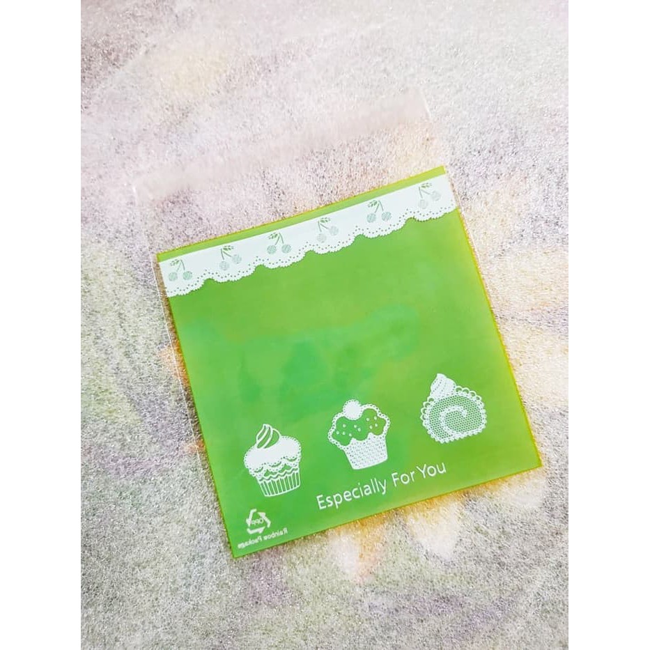 Jual Kantong plastik OPP Fancy Cookies Bag motif Kue Biscuit Green