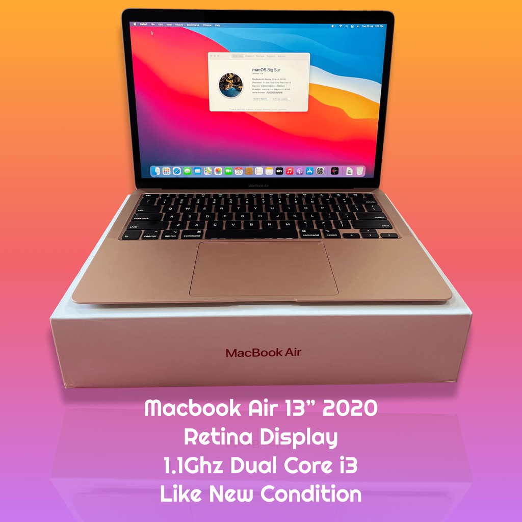 Jual Macbook Air 13 inch 2020 8/256GB 1.1Ghz Intel Dual Core i3