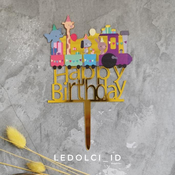 Jual CAKE TOPPER ACRYLIC AKRILIK HAPPY BIRTHDAY KERETA API ANAK LUCU