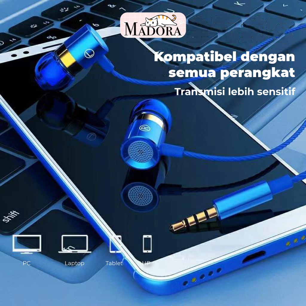 Jual Madora Earphone Gaming Type C Jack 3.5mm Headphone Headset dengan