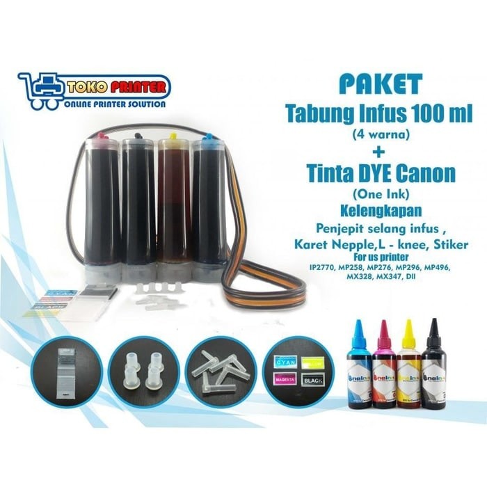 Jual Paket Tabung Infus Tinta Dye One Ink Hp Ml Siap Pasang Shopee Indonesia