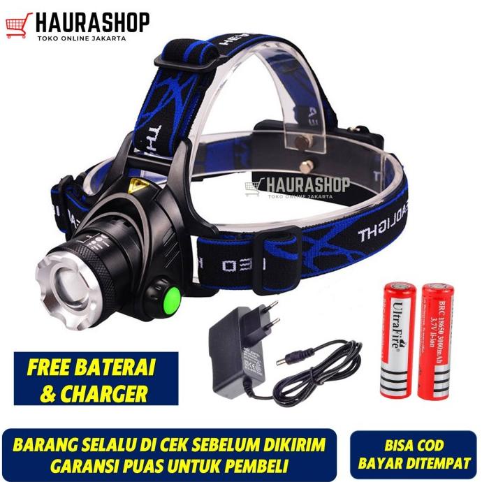 Jual Senter Kepala LED Zoom Super Terang Headlamp LED Cree XML T6 568D ...