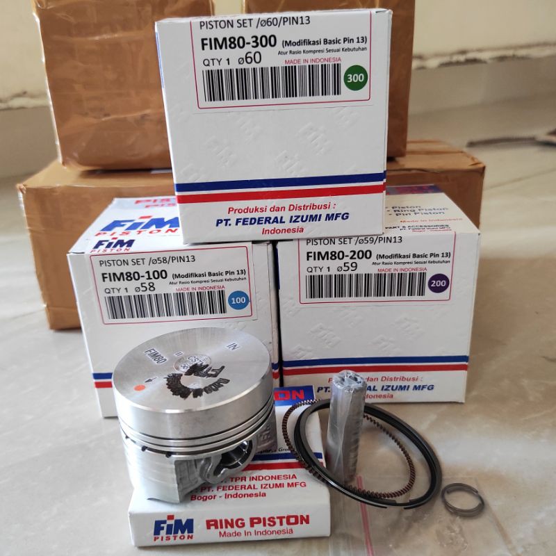 Jual Piston Kit FIM FIM80 Pin 13 Diameter 57 58 59 60 Custome Dome Mentah Jupiter Vega Bore Up
