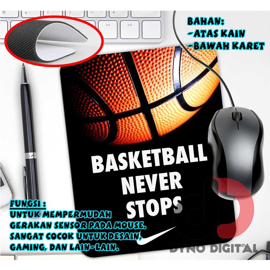 Jual Mouse pad Custom Nike Basketball never stop Game Gaming MousePad ...