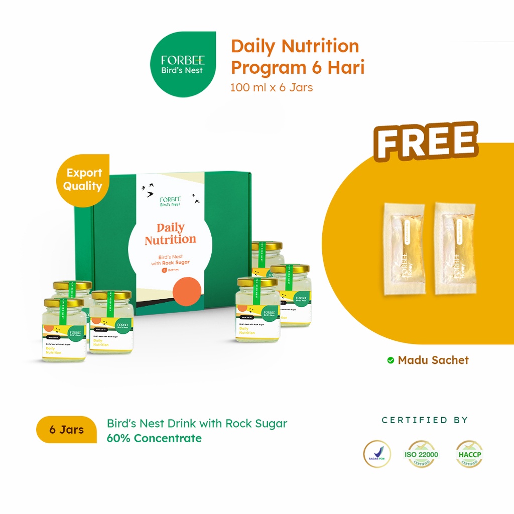 Jual Minuman Sarang Burung Walet Daily Nutrition 6 Hari Forbee Bird Nest Vitamin Anak Daya