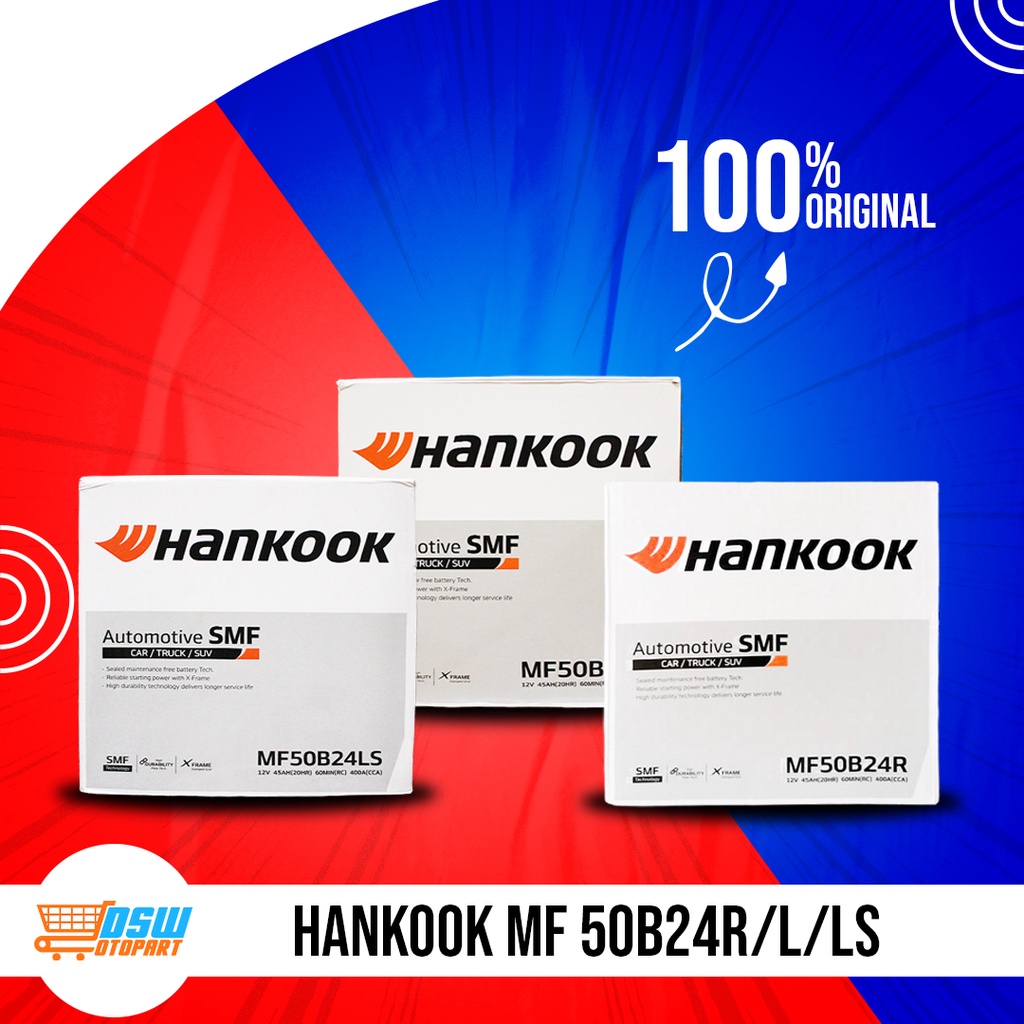 Jual HANKOOK AKI MOBIL ACCU MF50B24R/L/LS 12V 45Ah | Shopee Indonesia
