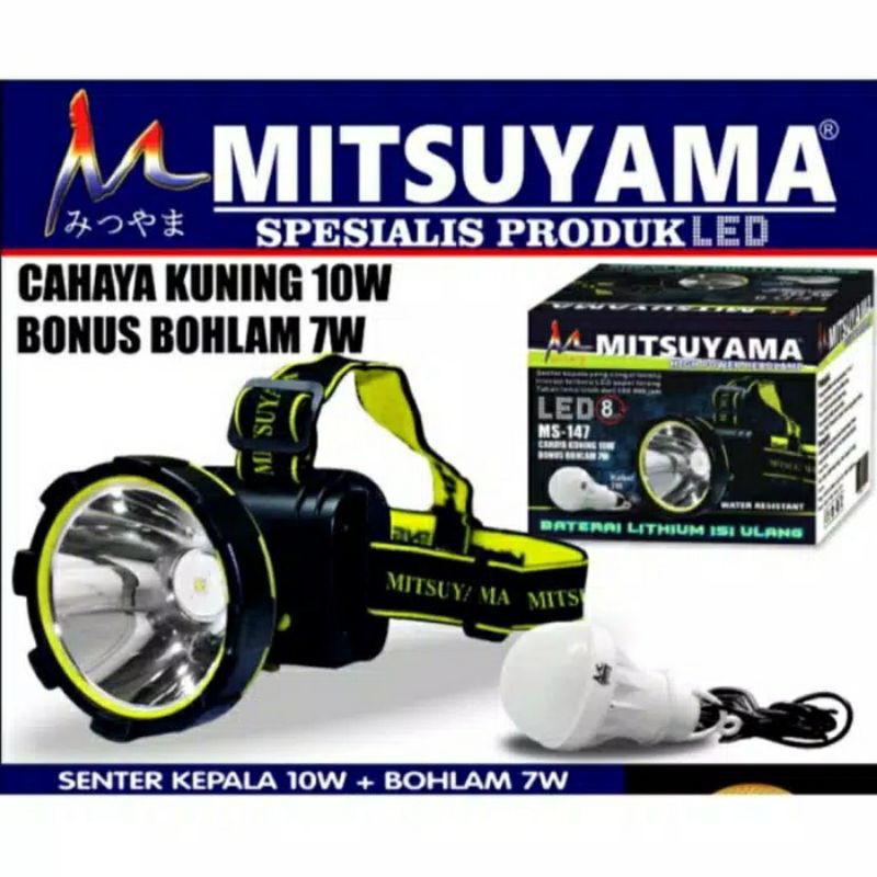 Jual SENTER KEPALA LED CAHAYA KUNING SUPER TERANG MITSUYAMA 147K dan ...