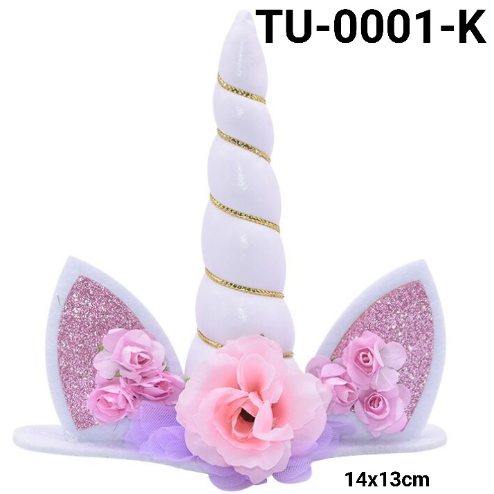 Jual TU-0001 Cake topper hiasan kue tanduk unicorn emas pink silver ...