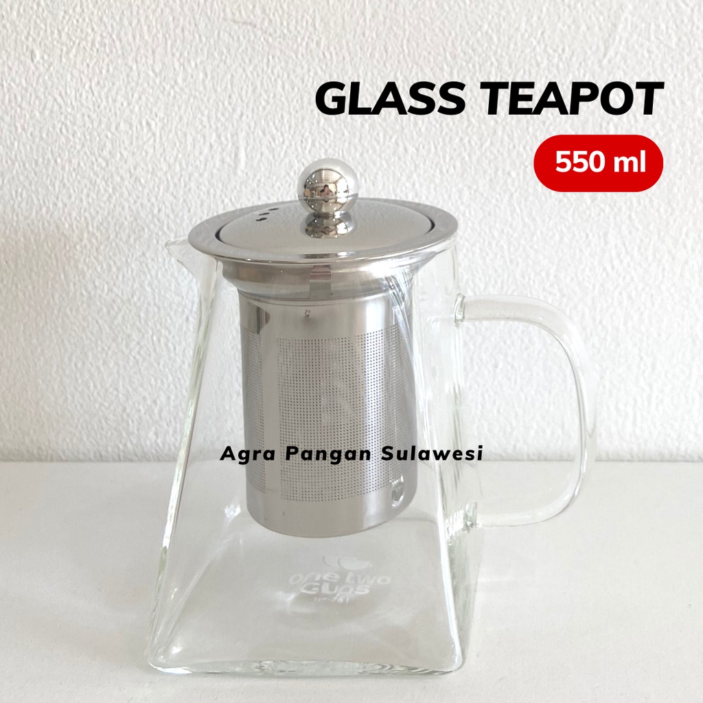 Jual Teko Teapot Saringan Teh Infuser Filter Kaca Glass 550ml Tea Pot Gelas Strainer Shopee 5663