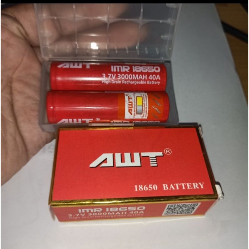 Jual Baterai / Battery / Batere AWT 18650 3000mah 40A Merah | Shopee ...