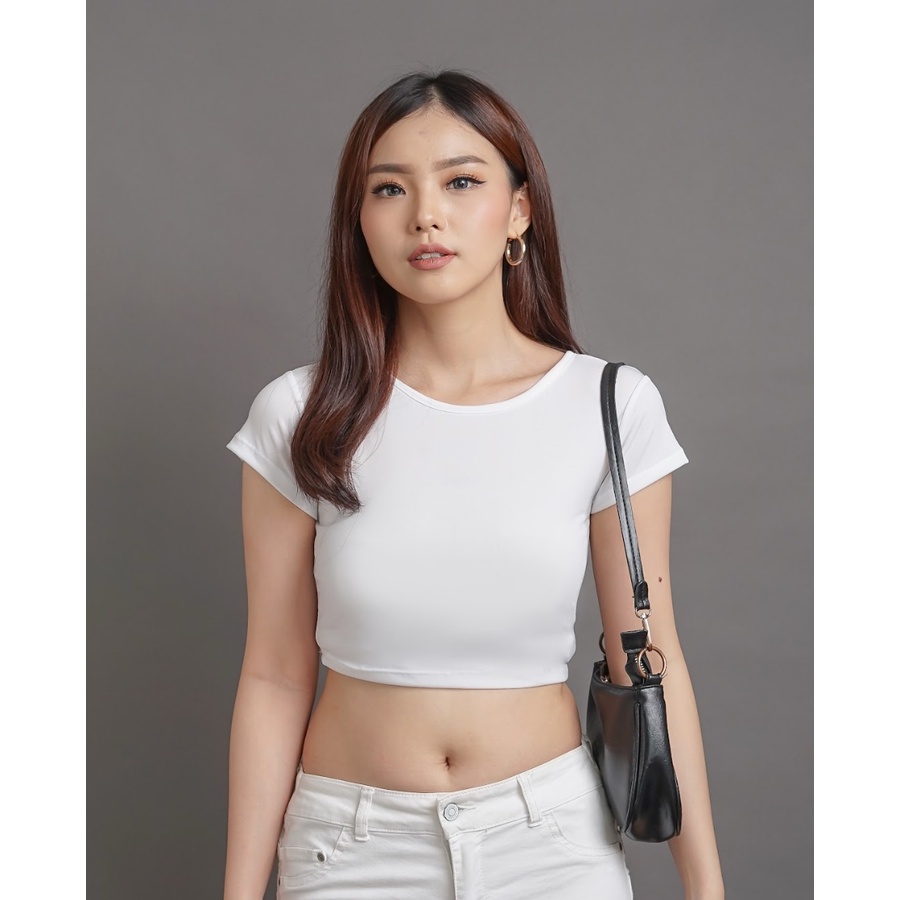 Jual Modavie Sky Crop Top Baju Wanita Crop Top Korea Basic Crop Tee Korean Kaos Wanita Slim 1060