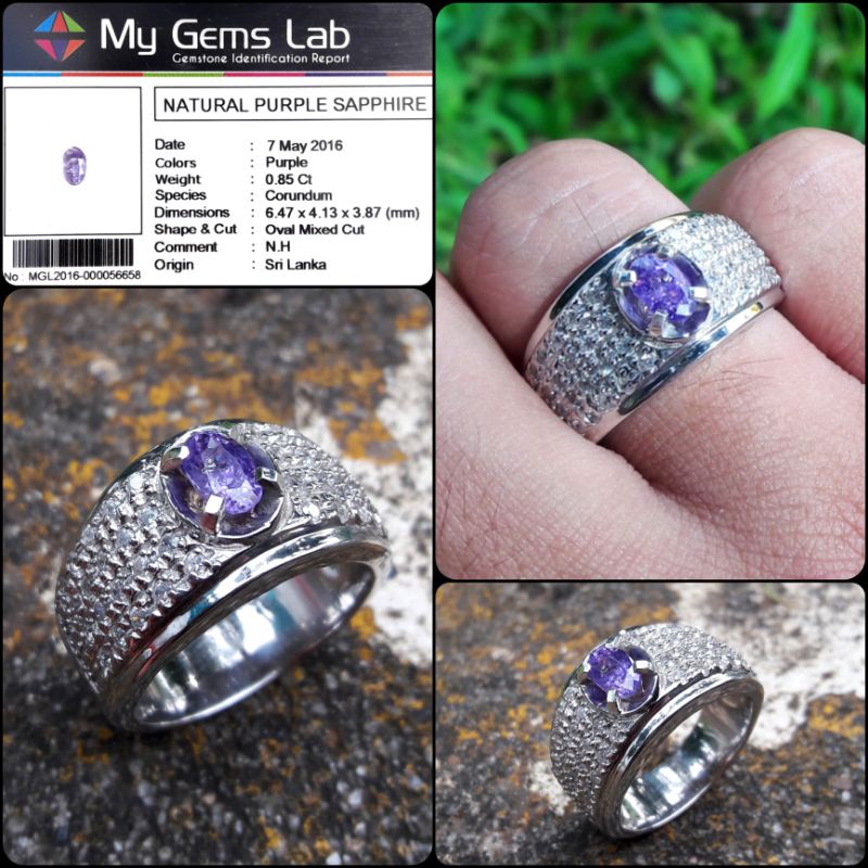 Jual Cincin Batu Permata Natural Purple Sapphire Origin Srilanka Shopee Indonesia