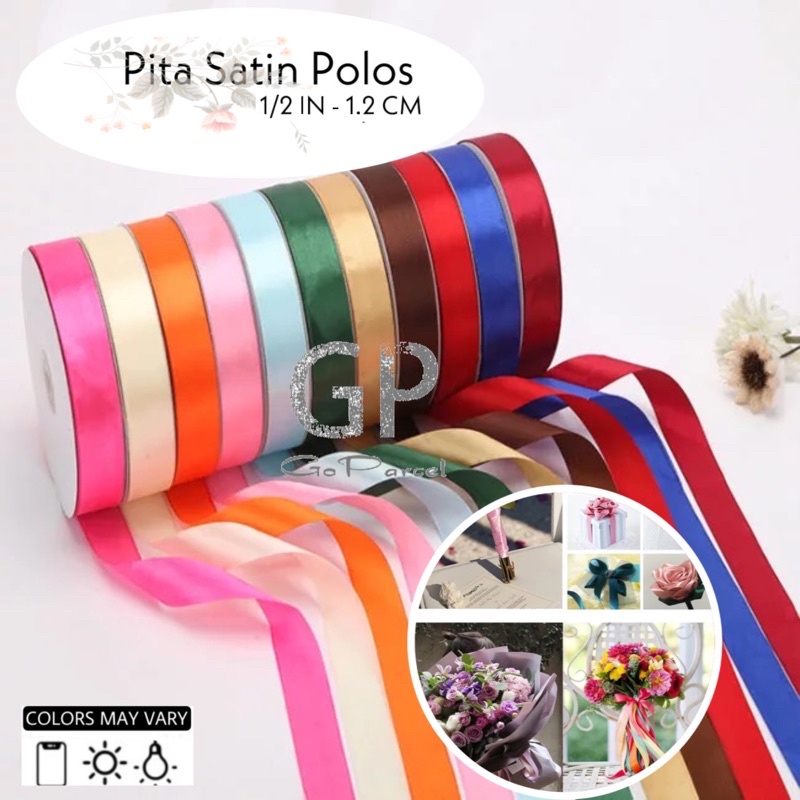 Jual ( Rol 20 Yard ) PITA SATIN POLOS 12MM ( 1/2 IN ) PITA SATEEN ...