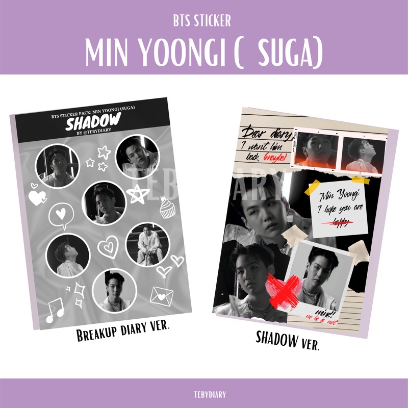 Jual BTS STICKER: MIN YOONGI SUGA SHADOW BREAKUP DIARY KPOP STIKER DECO ...