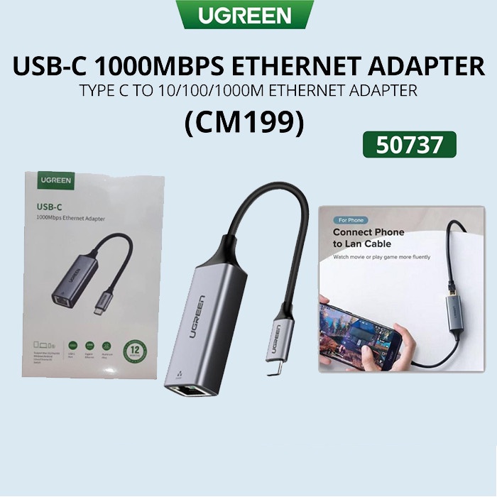 Jual Ugreen Kabel Adapter Usb Type C Ethernet Gigabit To Rj45 Lan 1000mbps Komputer Laptop 50737 3408