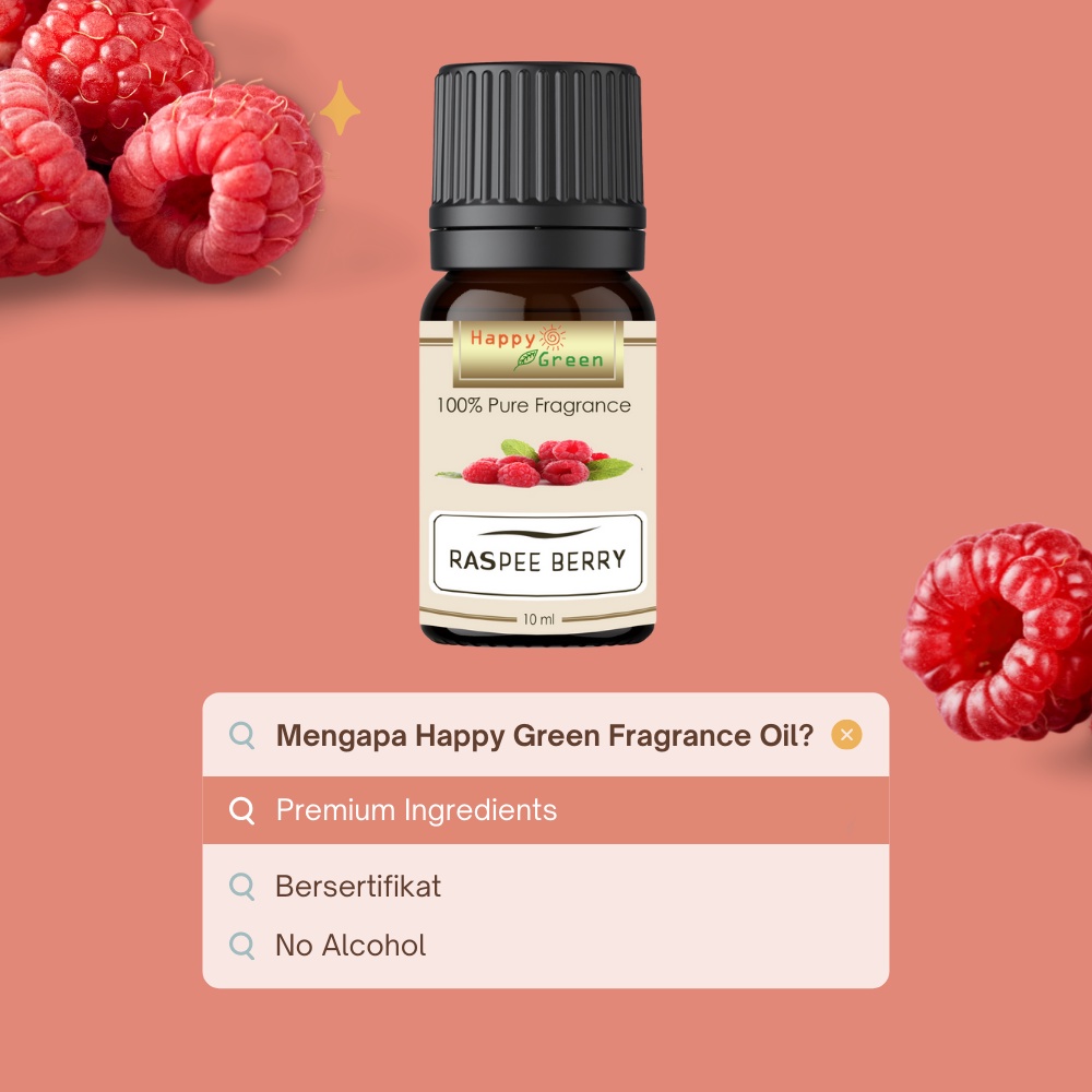 Jual Happy Green Raspee Berry Fragrance Oil - Aroma Raspberry | Shopee ...