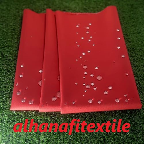 Jual Bahan Kain Anti Air Waterproof Taslan Balon Warna Merah Kualitas Premium Import Lebar