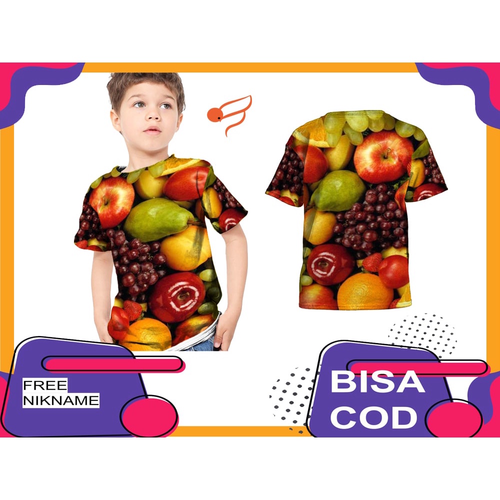 Jual baju kaos buah buahan pasrt 3 fullprinting/baju buah/baju kaos ...