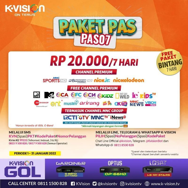 Jual Paket Bein Sports K Vision Bromo Gol Optus Lgsat Gardiner Ottimo