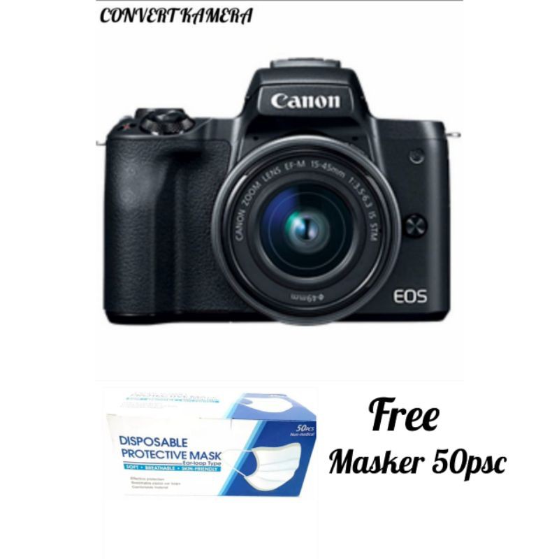Jual Canon EOS Kiss M Kit EF-M 15-45mm IS STM Black(Fersi M50