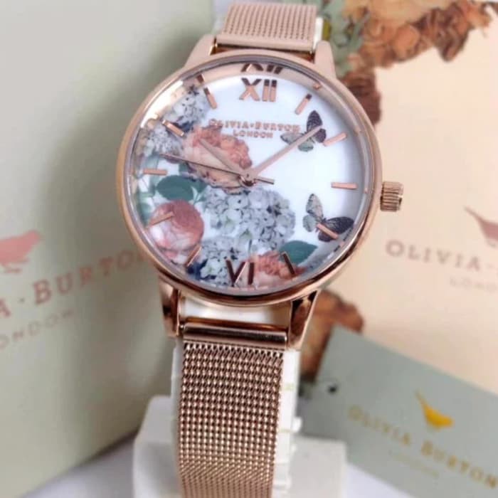 Jual Jam Tangan Wanita Olivia Burton Flower Rosegold White