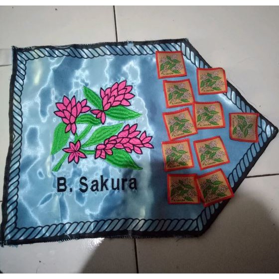 Jual 1 Set Bendera Regu + Tanda Regu Bunga Sakura Pramuka Bordir Bedge ...