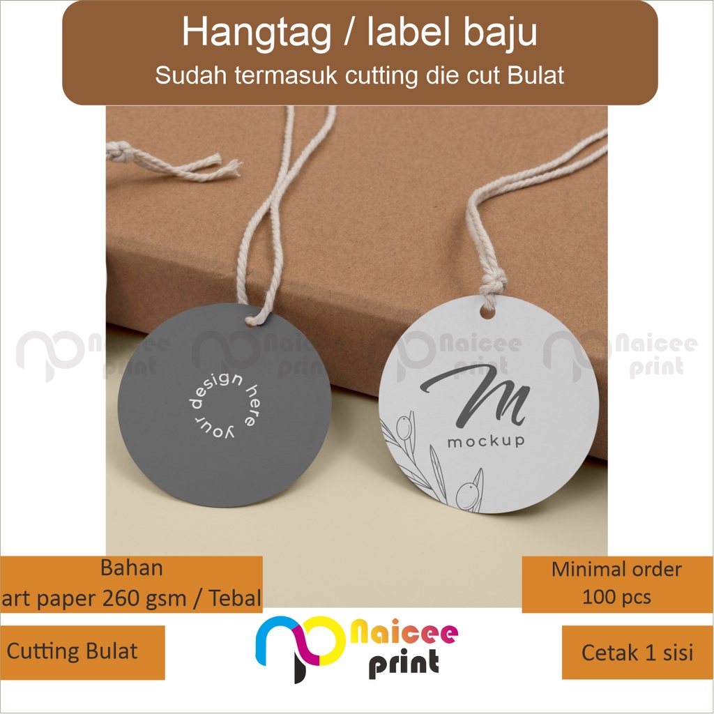 Jual Cetak Label Hangtag Baju Label Baju Bulat Sisi Murah