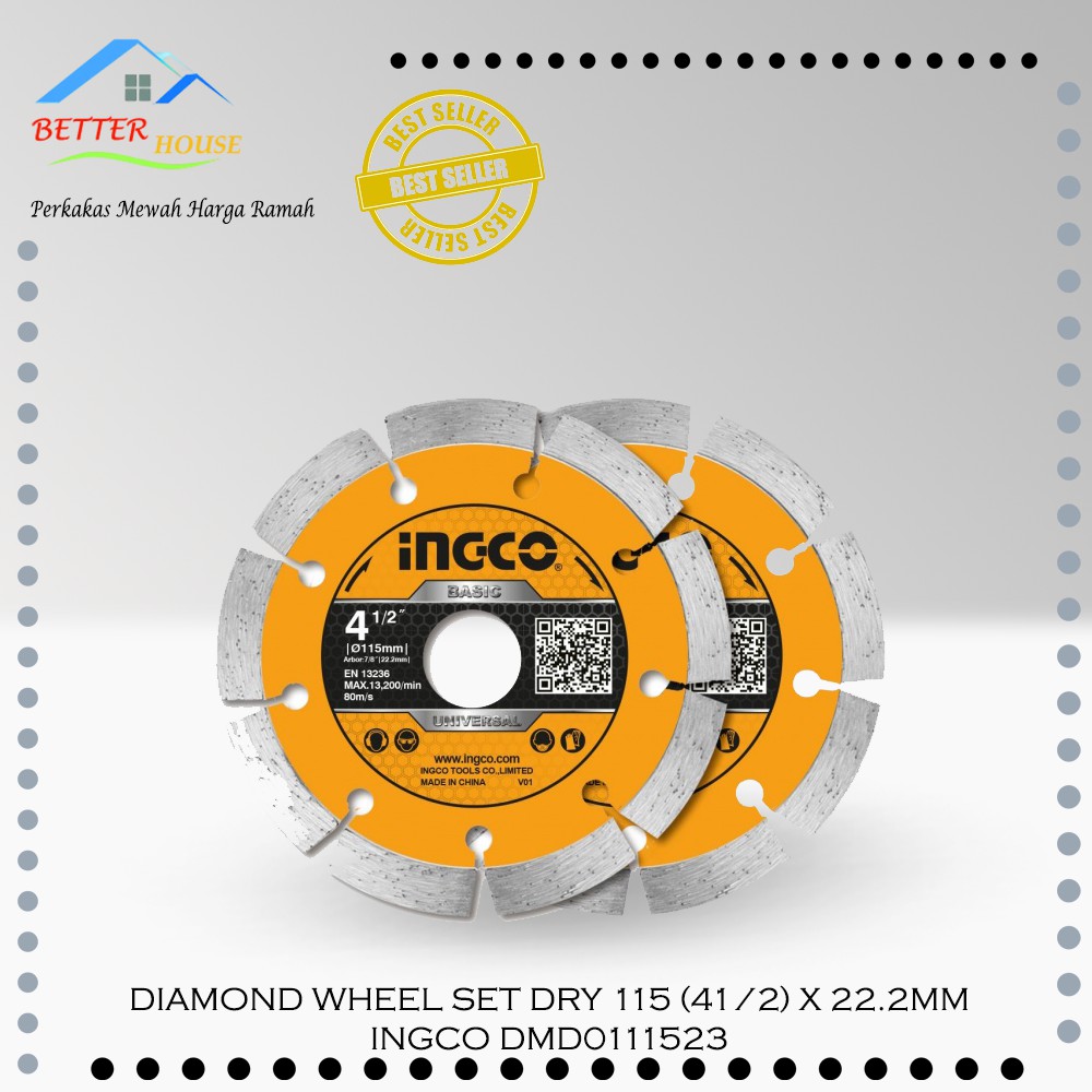 Jual DIAMOND WHEEL SET DRY 115 (41/2) X 22.2MM INGCO DMD0111523 ...
