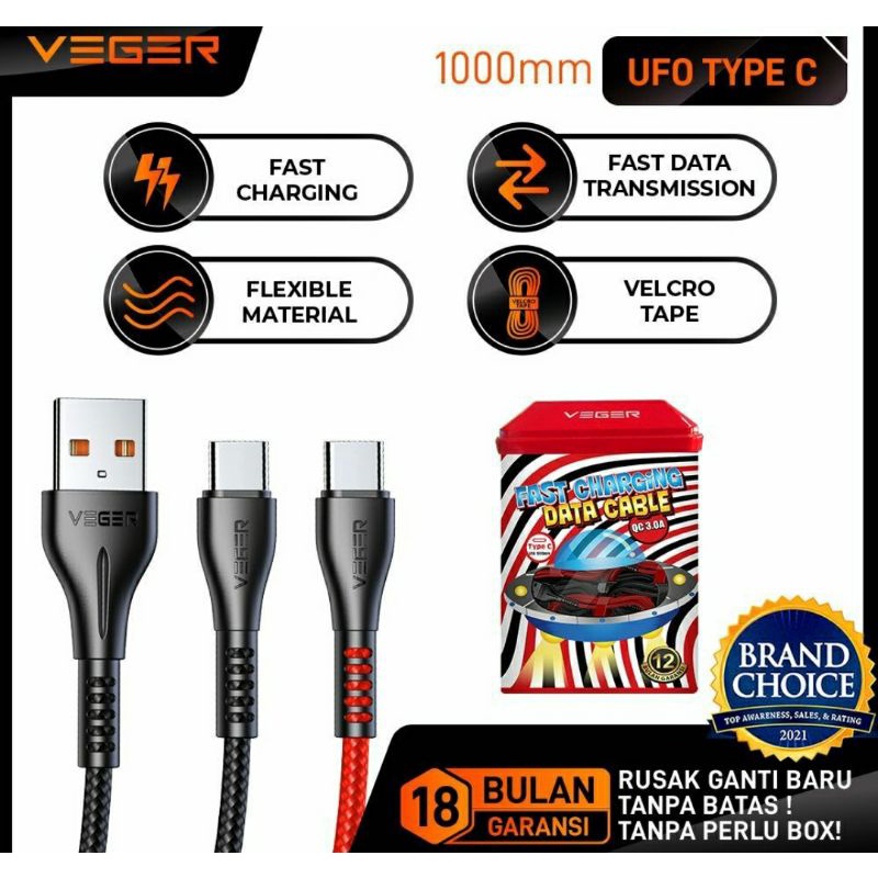 Jual Cable Data Veger Ufo Qc Type C Micro Shopee Indonesia