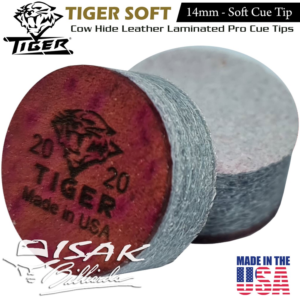 Jual Tiger USA Soft Cue Tip 14mm Layer Kulit Sapi Tips Lapis Kepala