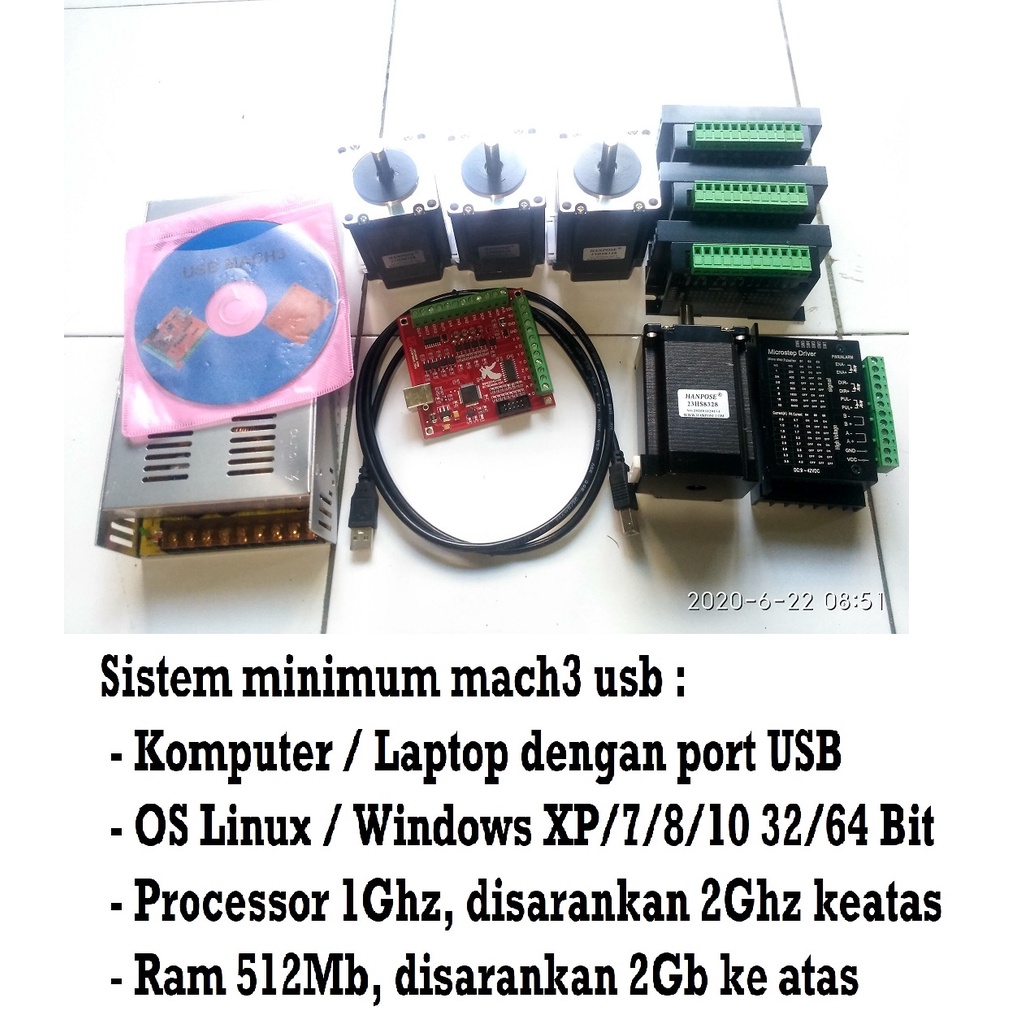 Jual [HAEBOT] Paket CNC 4 Mach3 4Axis USB TB6600 Nema 23 2.2Nm Stepper ...
