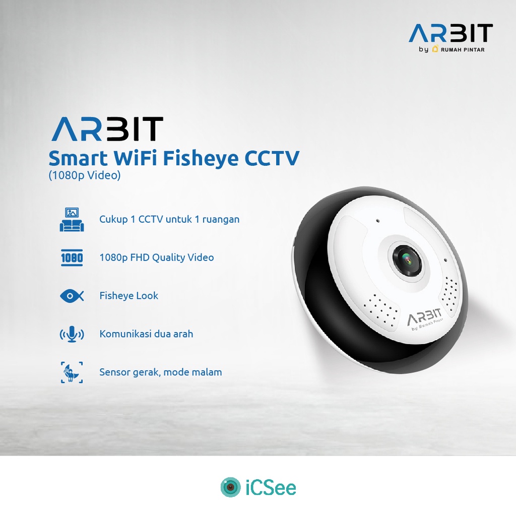 Jual ARBIT - Smart WiFi Fisheye CCTV FullHD 2MP (iCSEE) | Shopee Indonesia