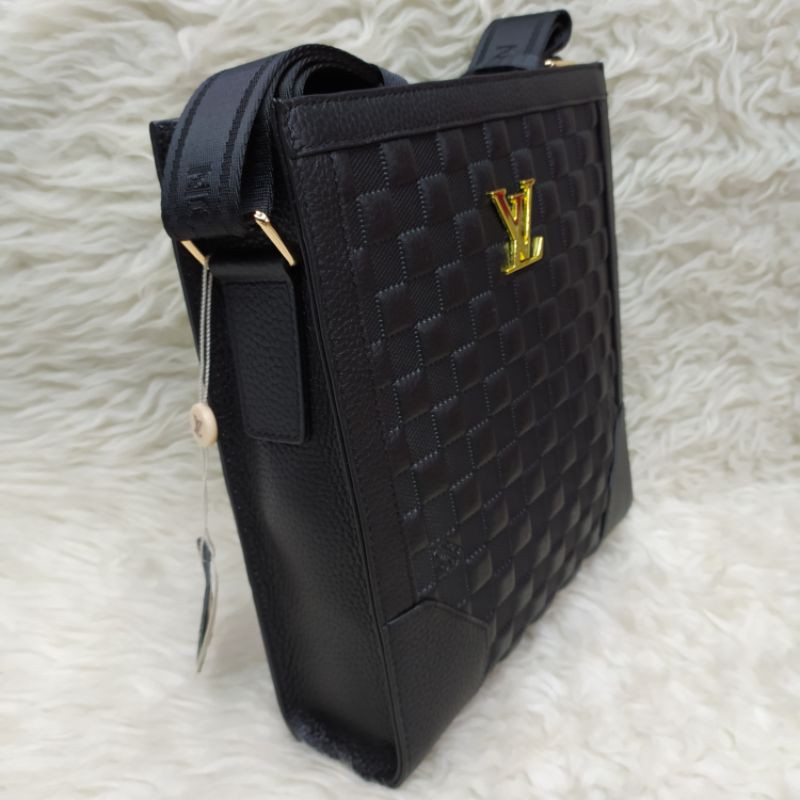 Jual tas selempang LV kulit asli / wiastbag kulit pria wanita