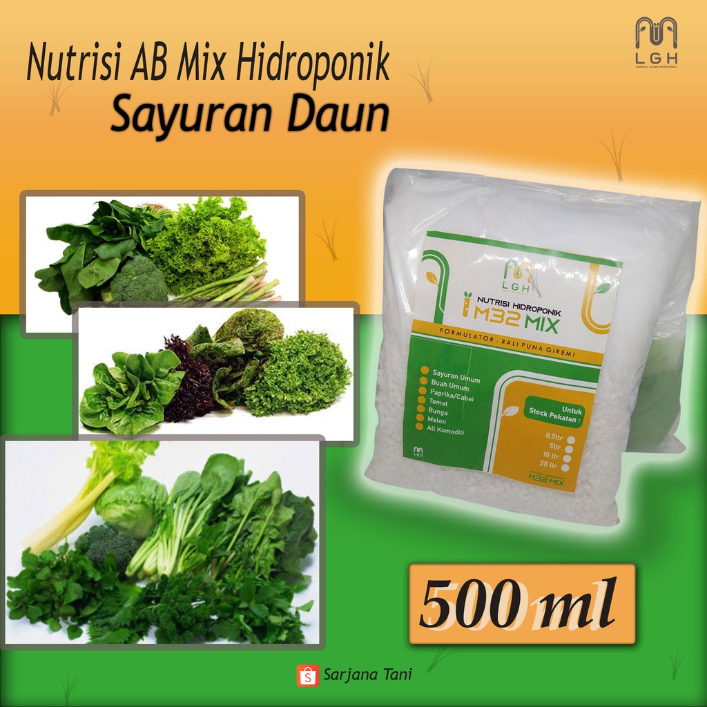 Jual Nutrisi AB Mix/Pupuk Hidroponik M32 Mix Nutrient Pekatan 500 ml