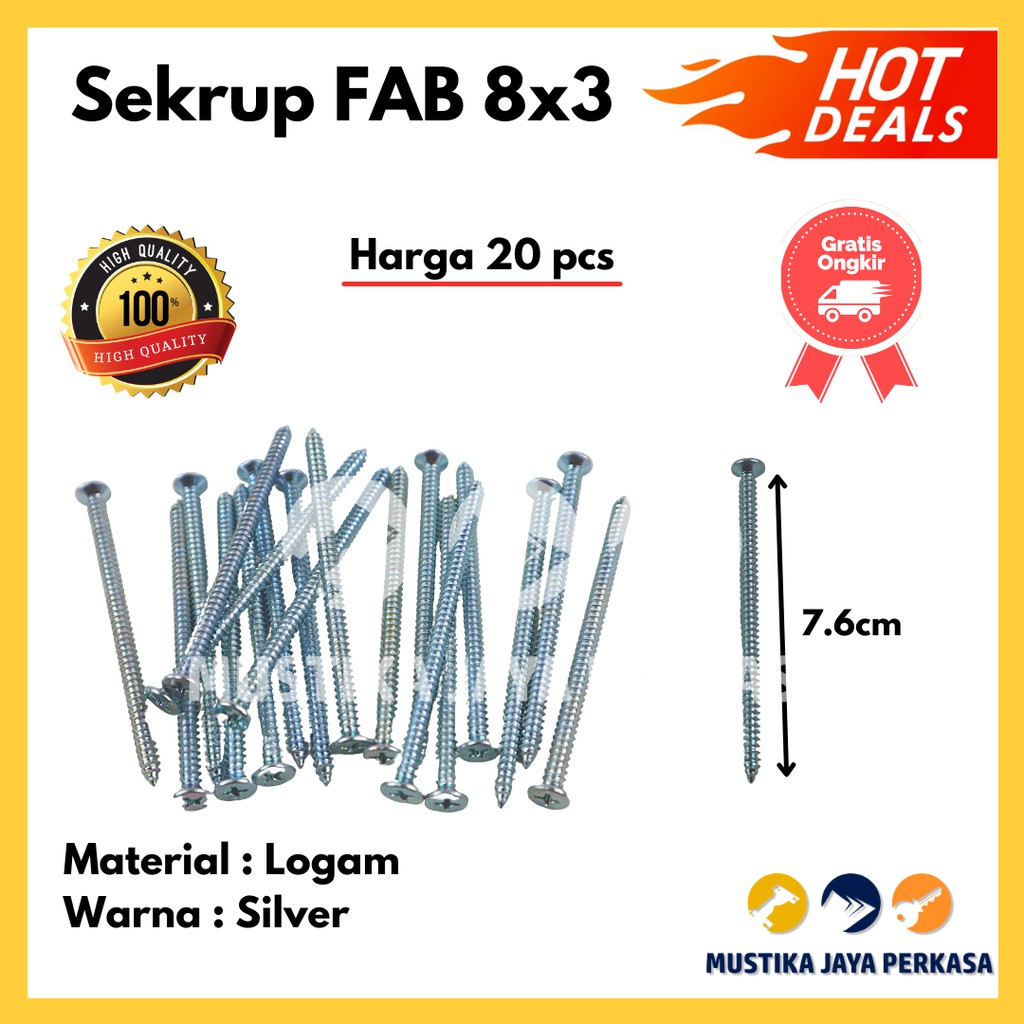 Jual Sekrup Fab X Cm Per Pcs Kepala Datar Shopee Indonesia