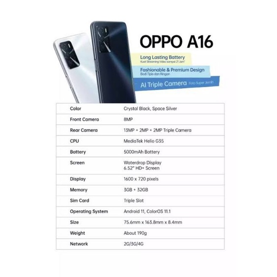 Jual OPPO A16 RAM 3/32GB | Shopee Indonesia
