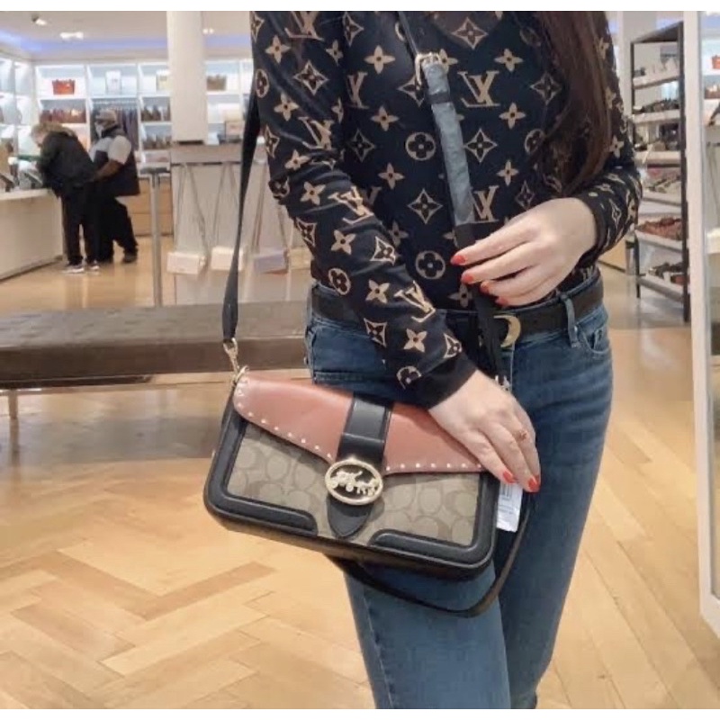 Jual READY STOCK Coach Georgie Shoulder Bag In Colorblock Signature Canvas With Rivets 5605 Shopee Indonesia
