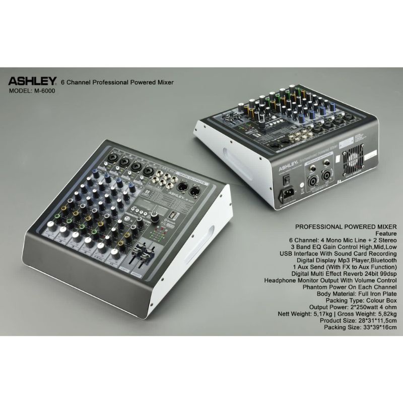Jual Power Mixer Ashley M6000 M 6000 6 Channel Original TERBAIK