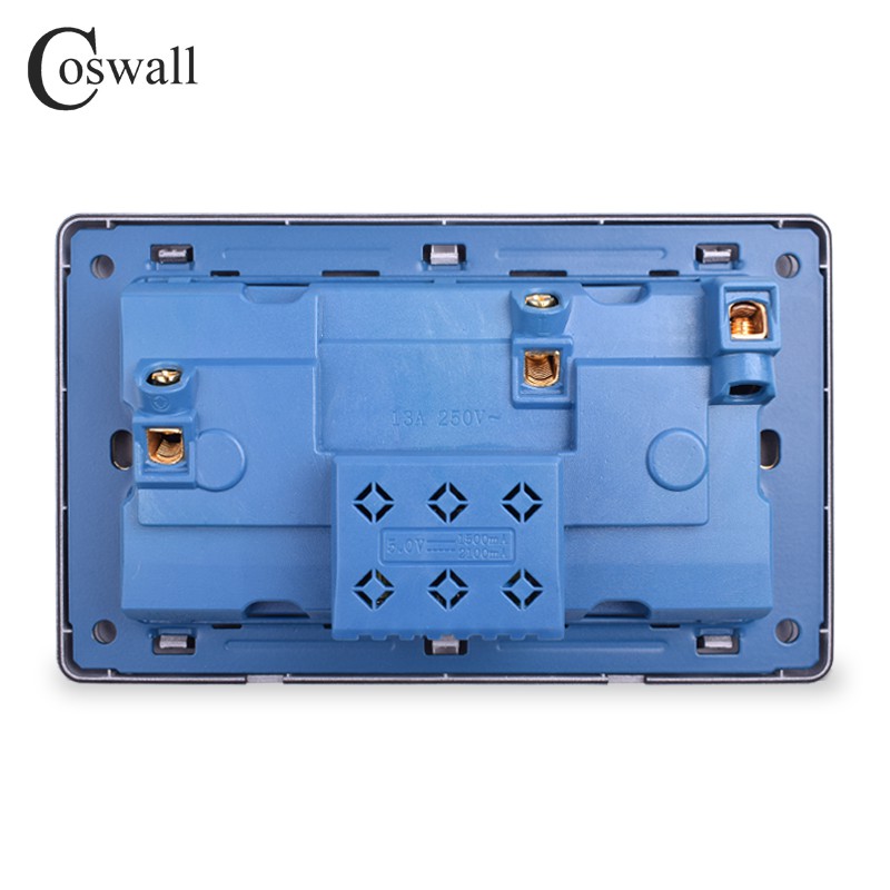 Jual Coswall Wall Power Socket Double Universal 5 Hole Switched Outlet ...